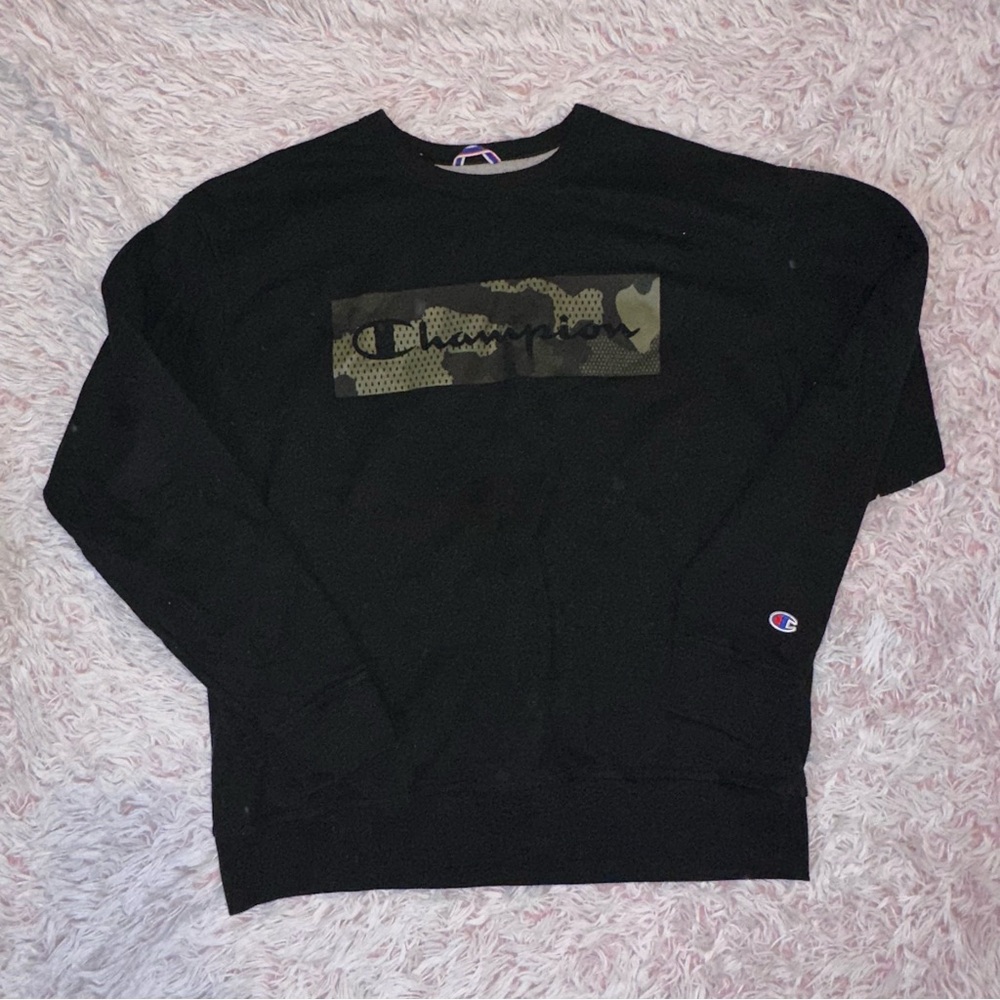 Champion Black Camo Logo Men's Sweater